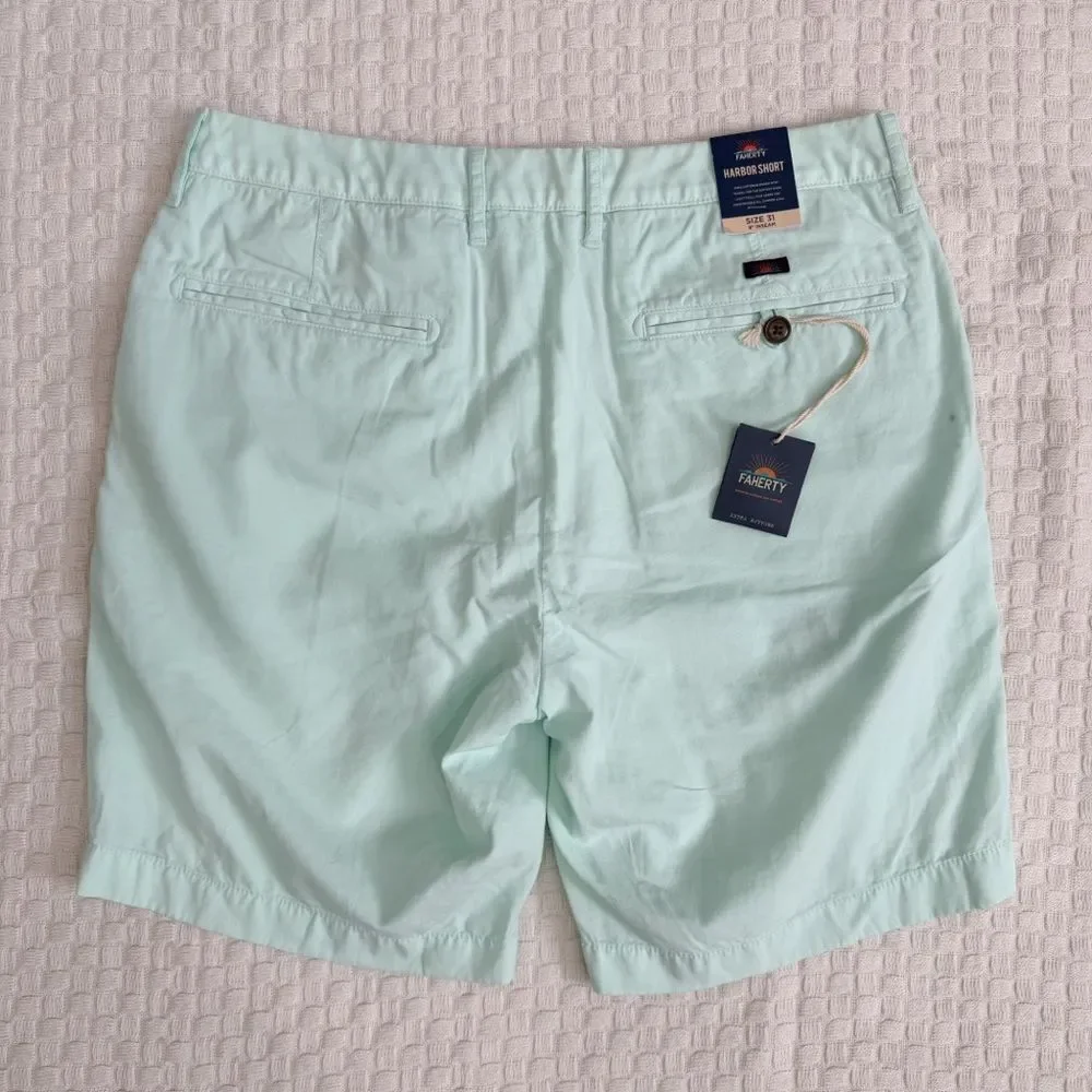 NWT Faherty Size 31 Cloud Cotton Harbor Shorts 8” Inseam Sea Foam MBC0003